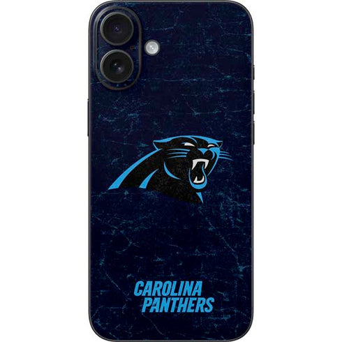 NFL Carolina Panthers Distressed iPhone 16 Plus Skin